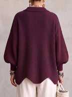 Abigail | Women's Oversized Cardigan with Collar and Large Buttons, Relaxed-Fit Cardigan | Bella Blue