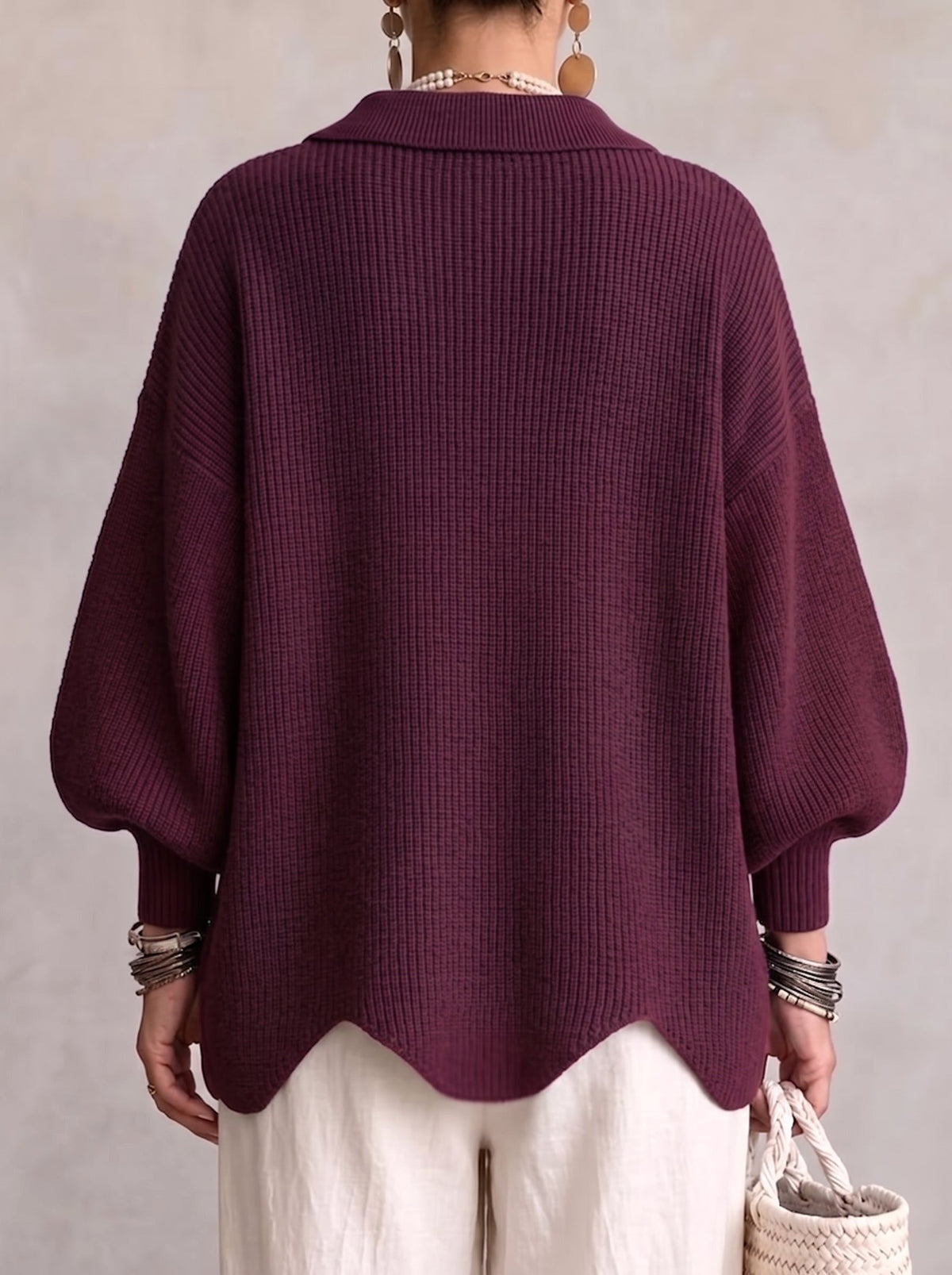 Abigail | Women's Oversized Cardigan with Collar and Large Buttons, Relaxed-Fit Cardigan | Bella Blue