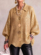 Abigail | Women's Oversized Cardigan with Collar and Large Buttons, Relaxed-Fit Cardigan | Bella Blue