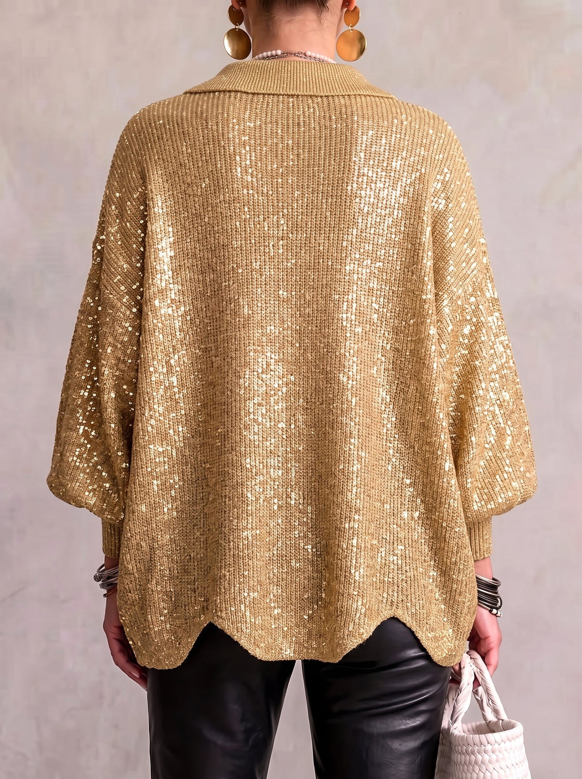 Abigail | Women's Oversized Cardigan with Collar and Large Buttons, Relaxed-Fit Cardigan | Bella Blue