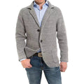 Achim | Men's Cardigan with Elegant Cut, Tailored Cardigan | Bella Blue | Light Grey