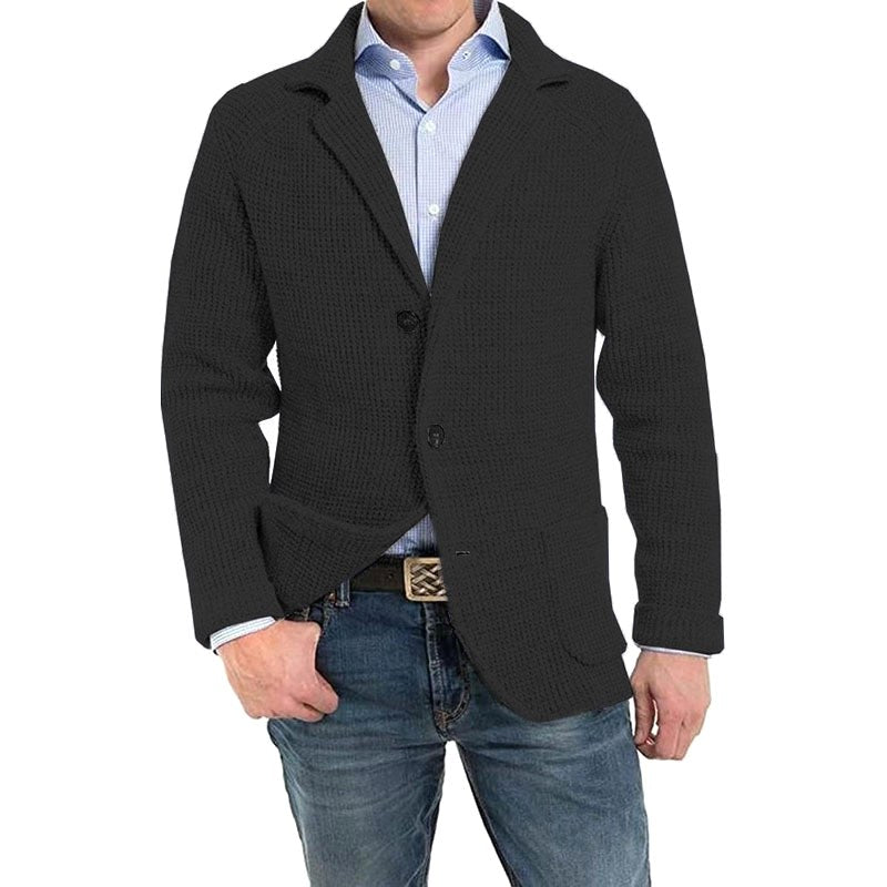 Achim | Men's Cardigan with Elegant Cut, Tailored Cardigan | Bella Blue | Light Grey