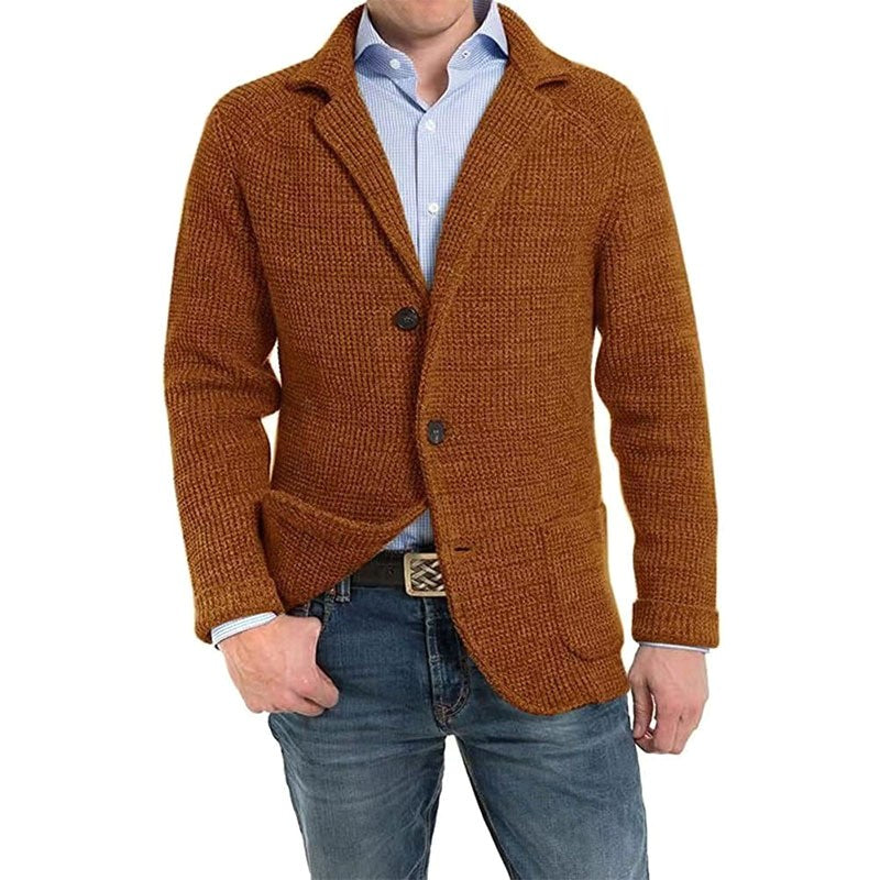 Achim | Men's Cardigan with Elegant Cut, Tailored Cardigan | Bella Blue | Light Grey