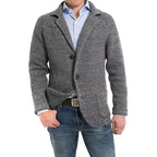 Achim | Men's Cardigan with Elegant Cut, Tailored Cardigan | Bella Blue | Light Grey