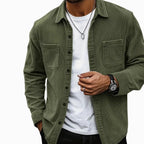Adam | Men's Corduroy Utility Shirt, Relaxed-Fit Casual Shirt | Bella Blue