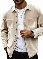 Adam | Men's Corduroy Utility Shirt, Relaxed-Fit Casual Shirt | Bella Blue