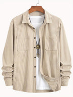 Adam | Men's Corduroy Utility Shirt, Relaxed-Fit Casual Shirt | Bella Blue