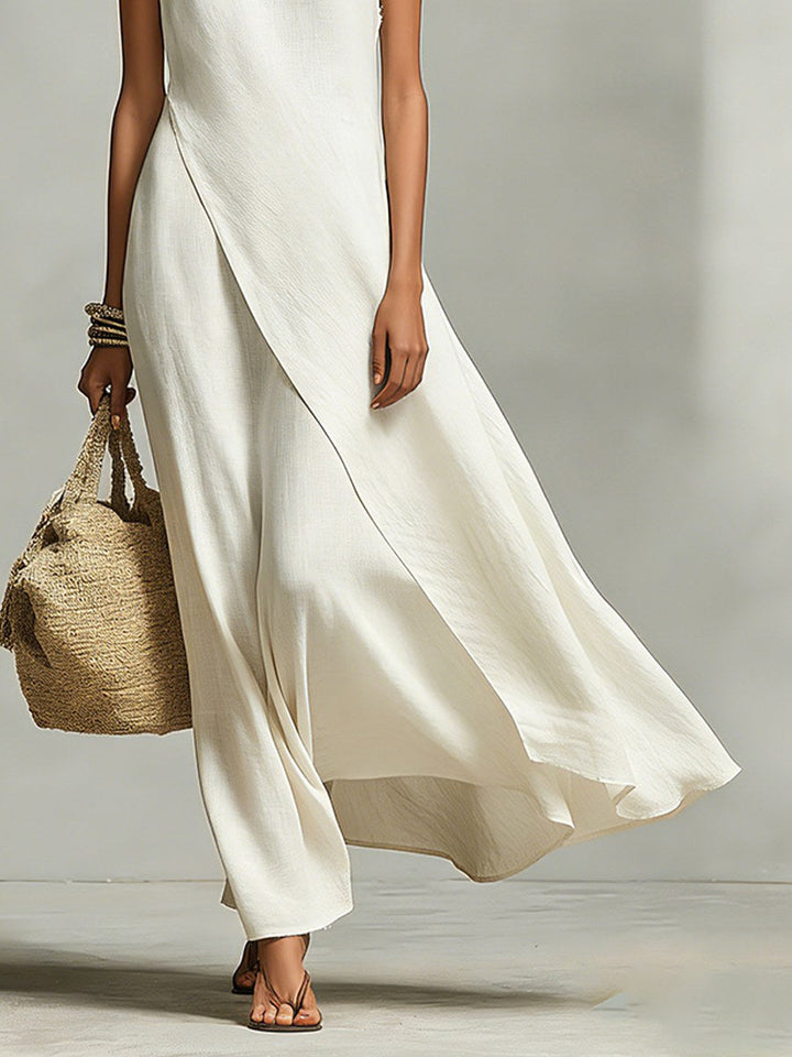 Addison | Women's Ivory Linen Sleeveless Dress - image 4