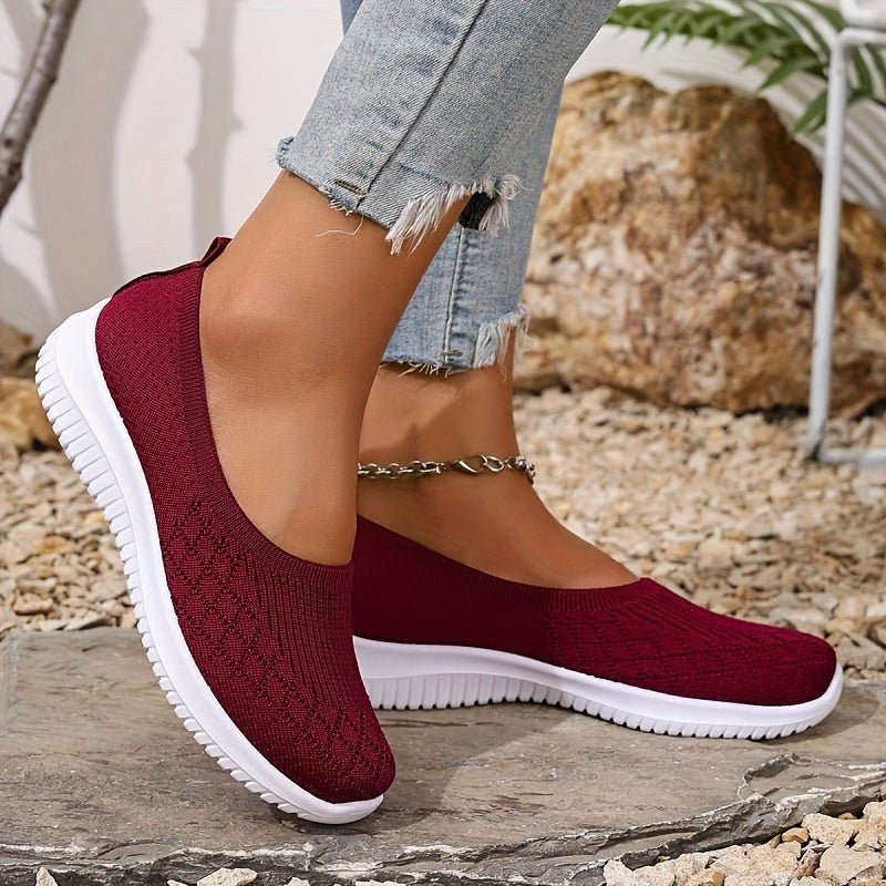 Adeline | Women's Orthopaedic Slip-On Trainers, Lightweight Comfort Shoes | Bella Blue | Red