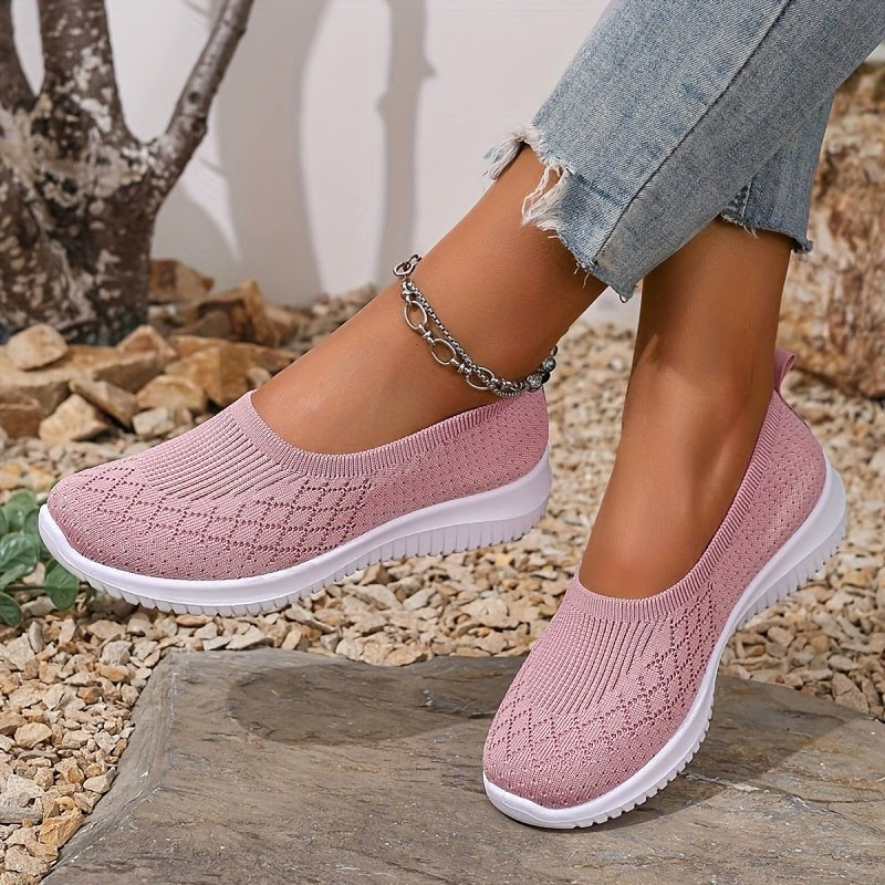 Adeline | Women's Orthopaedic Slip-On Trainers, Lightweight Comfort Shoes | Bella Blue | Pink