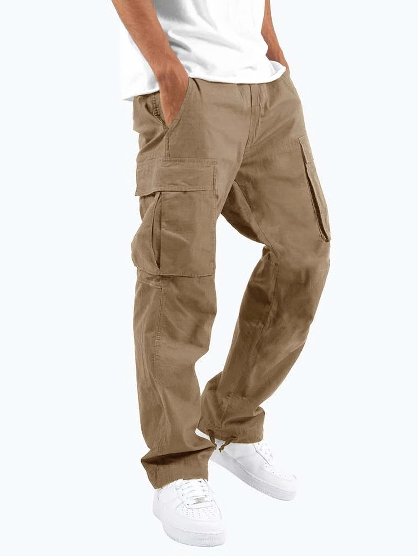 Aidan | Men's Relaxed Fit Cargo Trousers, Straight-Leg Practical Trousers | Bella Blue