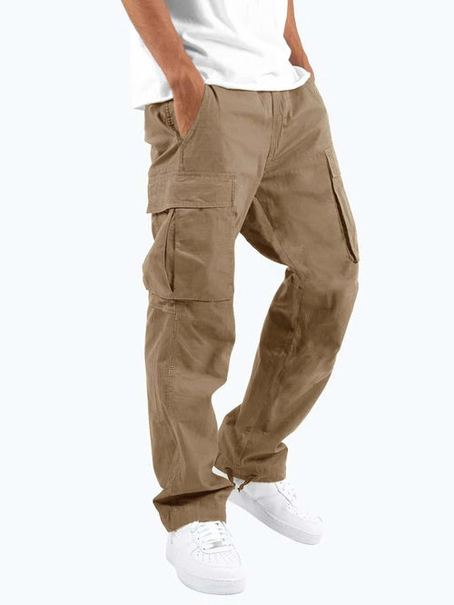 Aidan | Men's Relaxed Fit Cargo Trousers, Straight-Leg Practical Trousers | Bella Blue