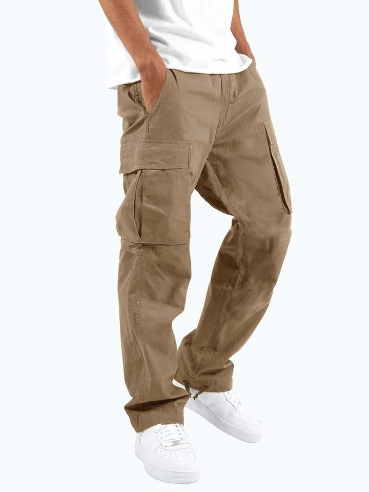 Aidan | Men's Relaxed Fit Cargo Trousers, Straight-Leg Practical Trousers | Bella Blue