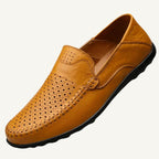 Aiden | Men's Genuine Leather Loafers with Airflow Perforations, Breathable Slip-On Shoes | Bella Blue | Khaki