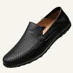 Aiden | Men's Genuine Leather Loafers with Airflow Perforations, Breathable Slip-On Shoes | Bella Blue | Brown