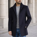 Aiden | Men's Long Winter Coat with Classic Tailoring, Refined Autumn Coat | Bella Blue | Navy Blue