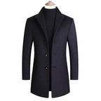 Aiden | Men's Long Winter Coat with Classic Tailoring, Refined Autumn Coat | Bella Blue