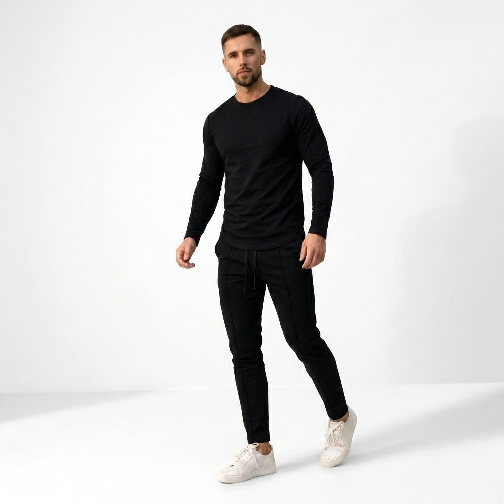 Aiden | Men's Smart Casual Two-Piece Set, Slim Fit Long-Sleeve Lounge Set | Bella Blue