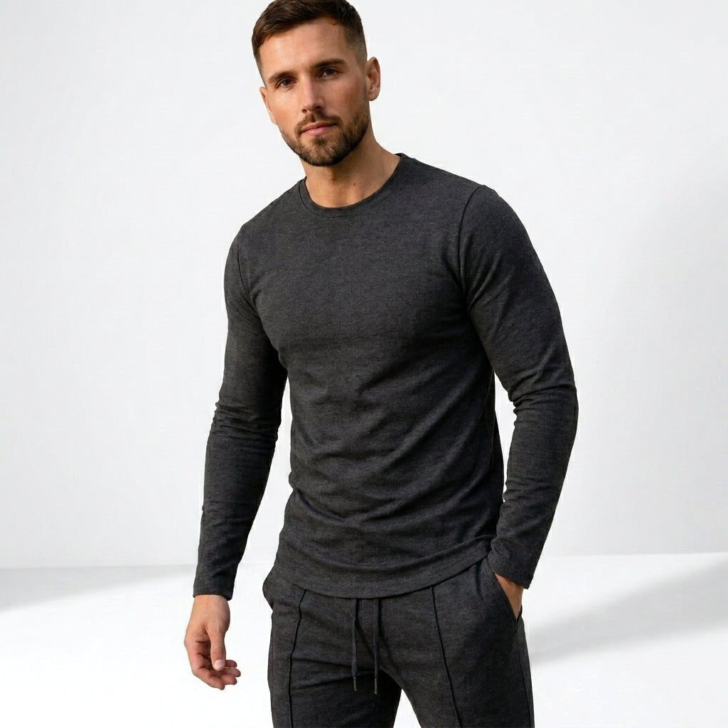 Aiden | Men's Smart Casual Two-Piece Set, Slim Fit Long-Sleeve Lounge Set | Bella Blue