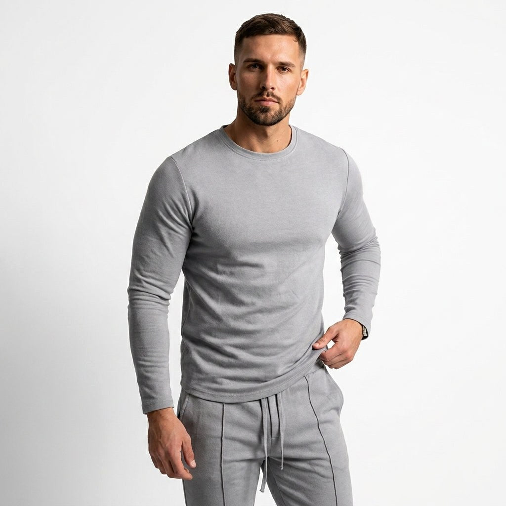 Aiden | Men's Smart Casual Two-Piece Set, Slim Fit Long-Sleeve Lounge Set | Bella Blue