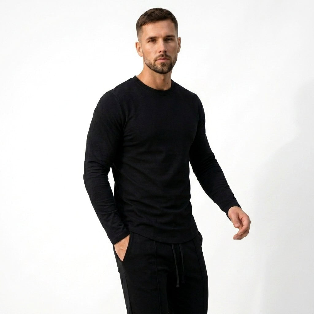 Aiden | Men's Smart Casual Two-Piece Set, Slim Fit Long-Sleeve Lounge Set | Bella Blue