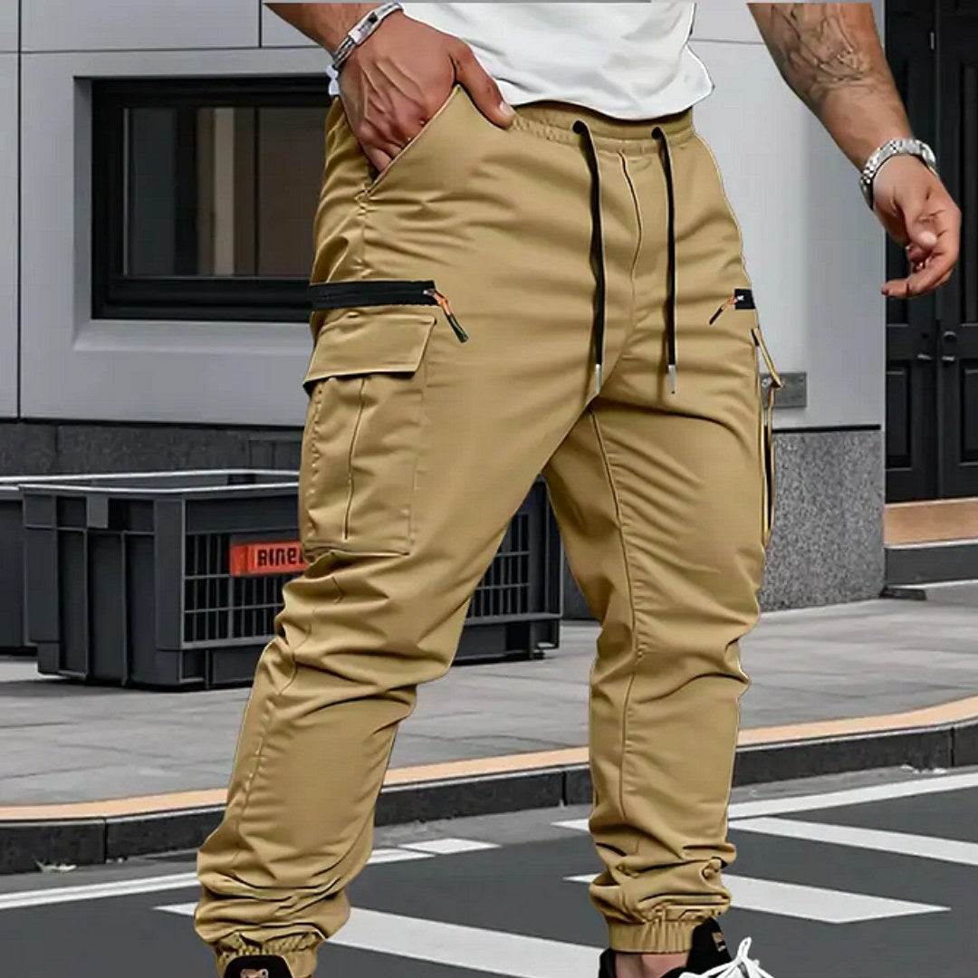 Alastair | Men's Stretch Jogger Trousers, Relaxed Fit Joggers | Bella Blue | Army Green
