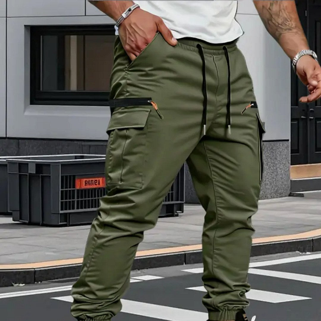 Alastair | Men's Stretch Jogger Trousers, Relaxed Fit Joggers | Bella Blue | Grey