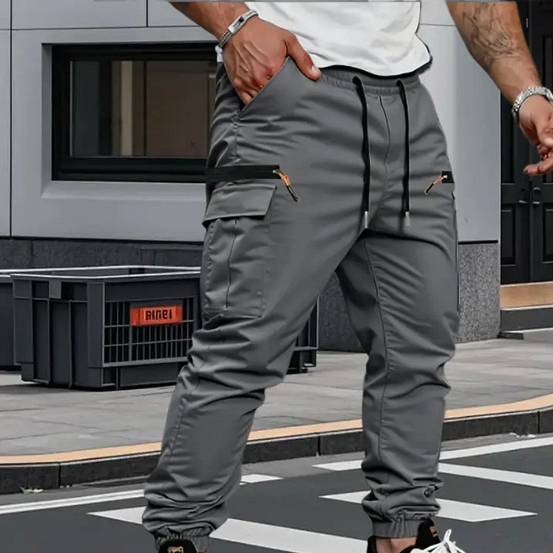 Alastair | Men's Stretch Jogger Trousers, Relaxed Fit Joggers | Bella Blue | Black