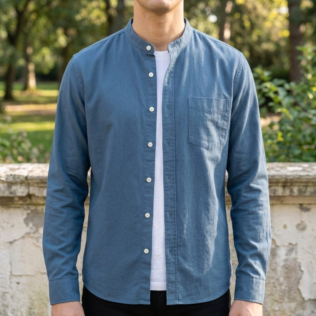 Alex | Women's Long Sleeve Cotton-Blend Shirt, Tailored Button-Up Shirt | Bella Blue