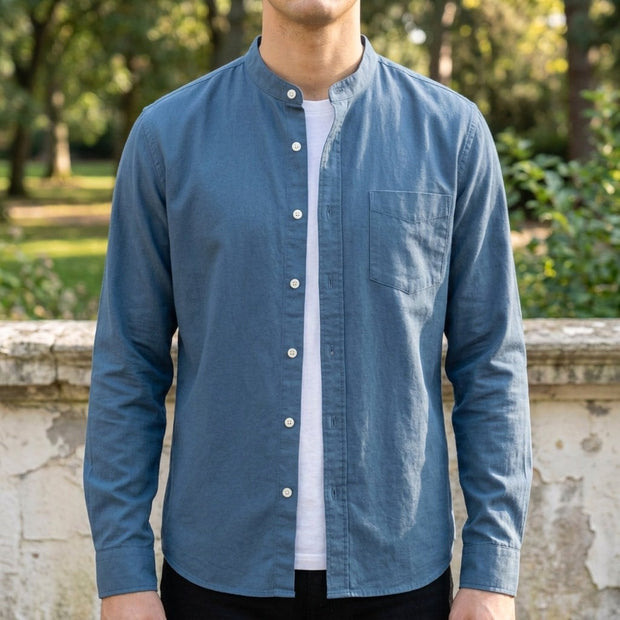 Alex | Women's Long Sleeve Cotton-Blend Shirt, Tailored Button-Up Shirt | Bella Blue