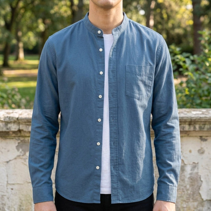 Alex | Women's Long Sleeve Cotton-Blend Shirt, Tailored Button-Up Shirt | Bella Blue