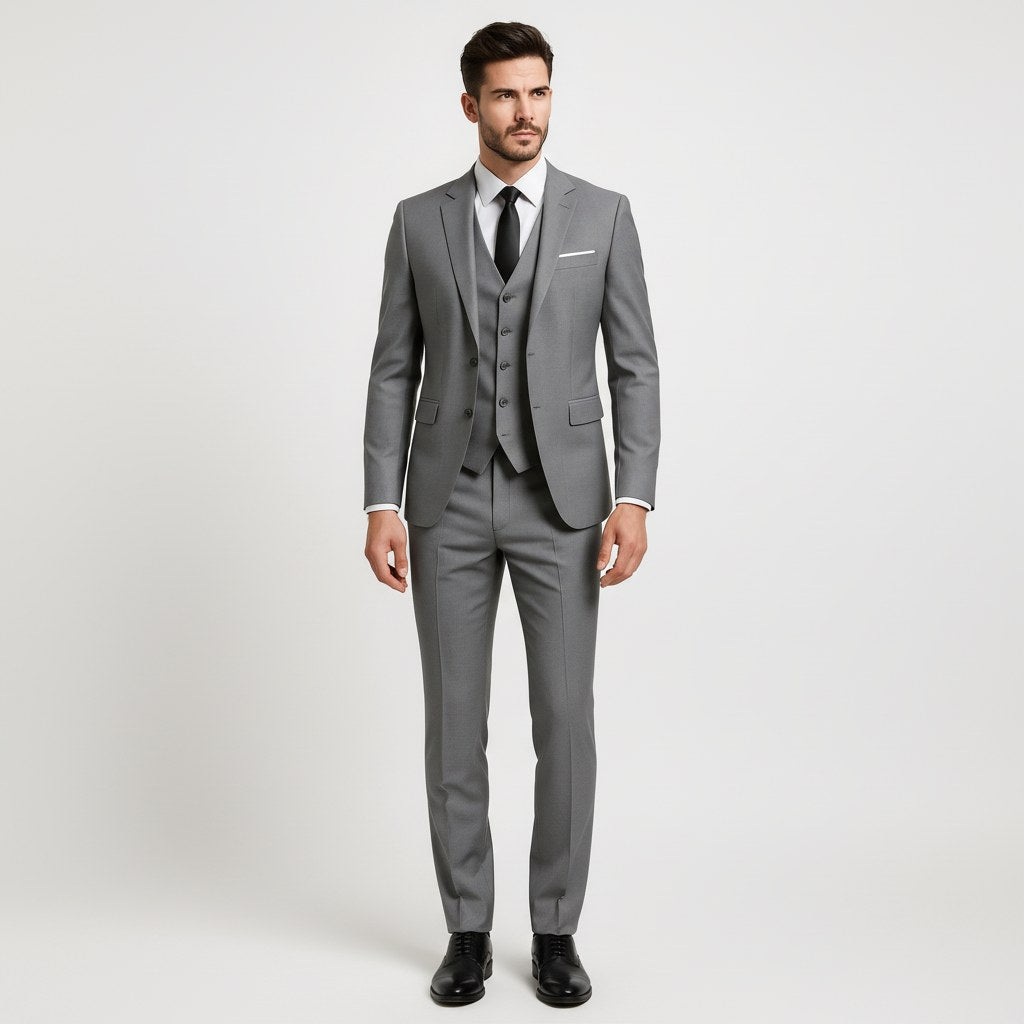 Alexander | Men's Three-Piece Suit with Waistcoat Formal, Elegant Suit Set | Bella Blue | Pomegranate Red