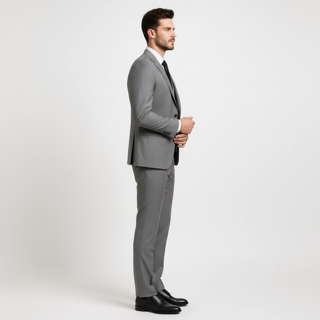 Alexander | Men's Three-Piece Suit with Waistcoat Formal, Elegant Suit Set | Bella Blue | Pomegranate Red