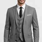 Alexander | Men's Three-Piece Suit with Waistcoat Formal, Elegant Suit Set | Bella Blue | Pomegranate Red