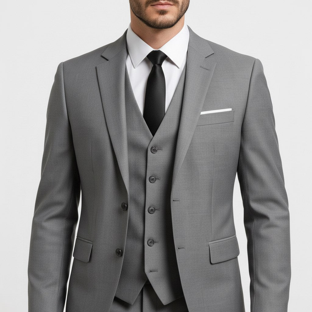 Alexander | Men's Three-Piece Suit with Waistcoat Formal, Elegant Suit Set | Bella Blue | Pomegranate Red