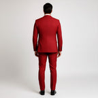 Alexander | Men's Three-Piece Suit with Waistcoat Formal, Elegant Suit Set | Bella Blue | Pomegranate Red