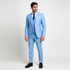 Alexander | Men's Three-Piece Suit with Waistcoat Formal, Elegant Suit Set | Bella Blue | Grey