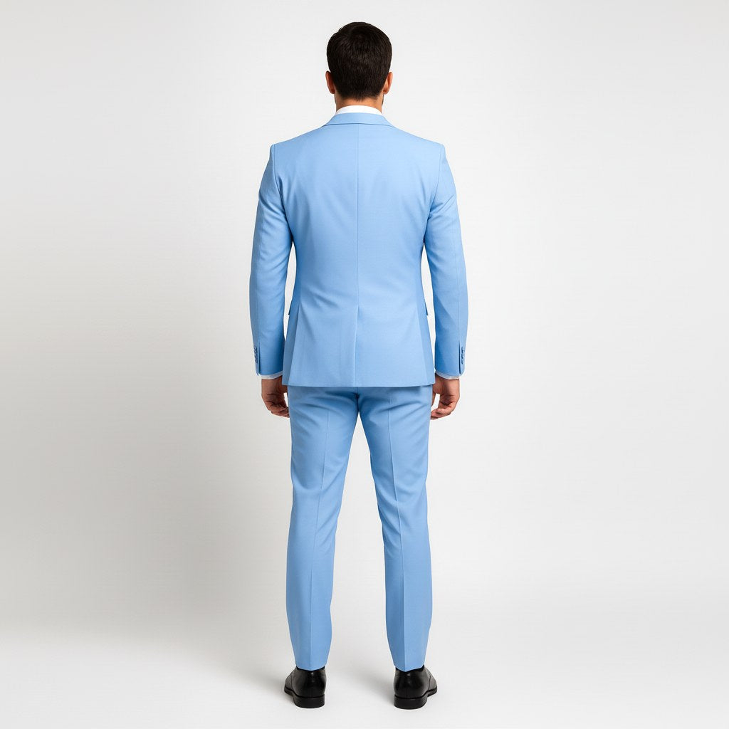 Alexander | Men's Three-Piece Suit with Waistcoat Formal, Elegant Suit Set | Bella Blue | Grey