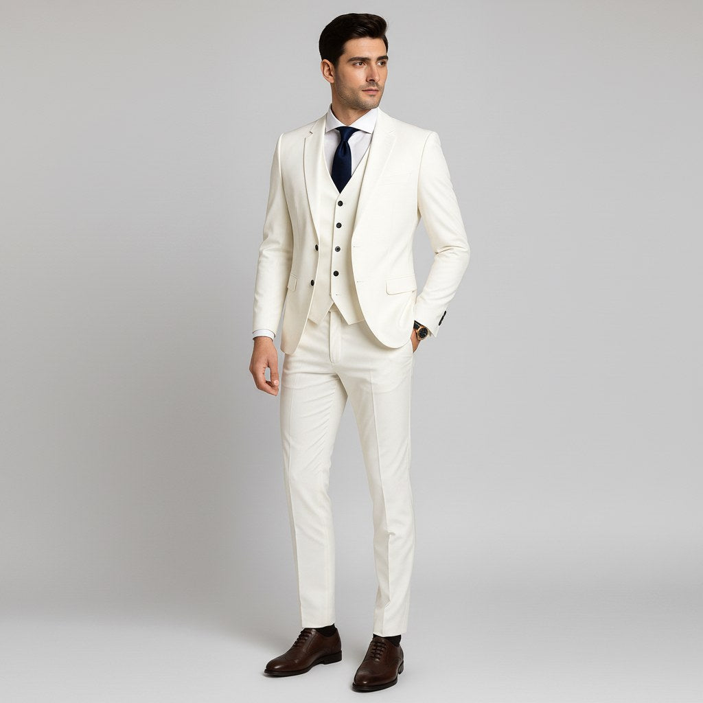 Alexander | Men's Three-Piece Suit with Waistcoat Formal, Elegant Suit Set | Bella Blue | Black