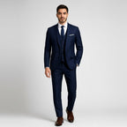 Alexander | Men's Three-Piece Suit with Waistcoat Formal, Elegant Suit Set | Bella Blue | White