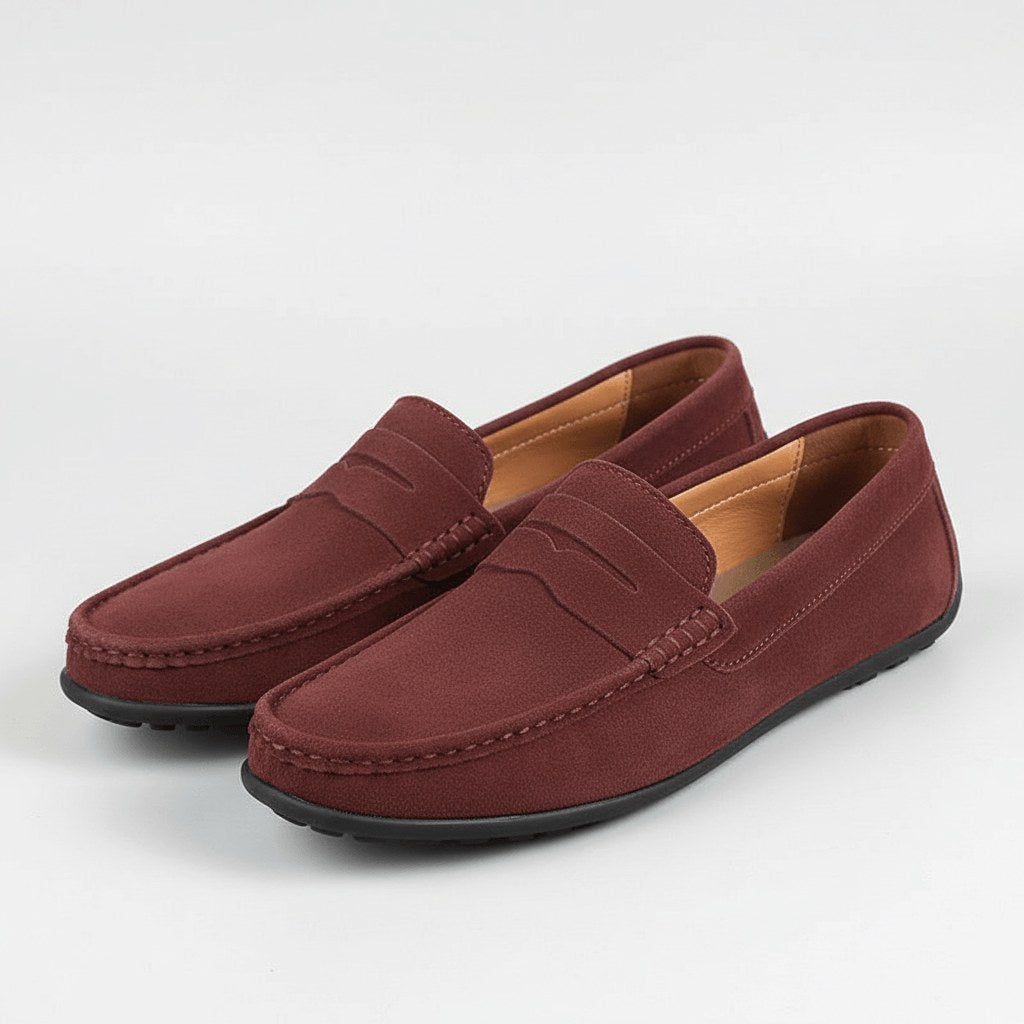 Alfie | Men's Suede-Effect Slip-On Loafers, Flexible Sole Loafers | Bella Blue