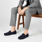 Alfie | Men's Suede-Effect Slip-On Loafers, Flexible Sole Loafers | Bella Blue