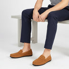 Alfie | Men's Suede-Effect Slip-On Loafers, Flexible Sole Loafers | Bella Blue