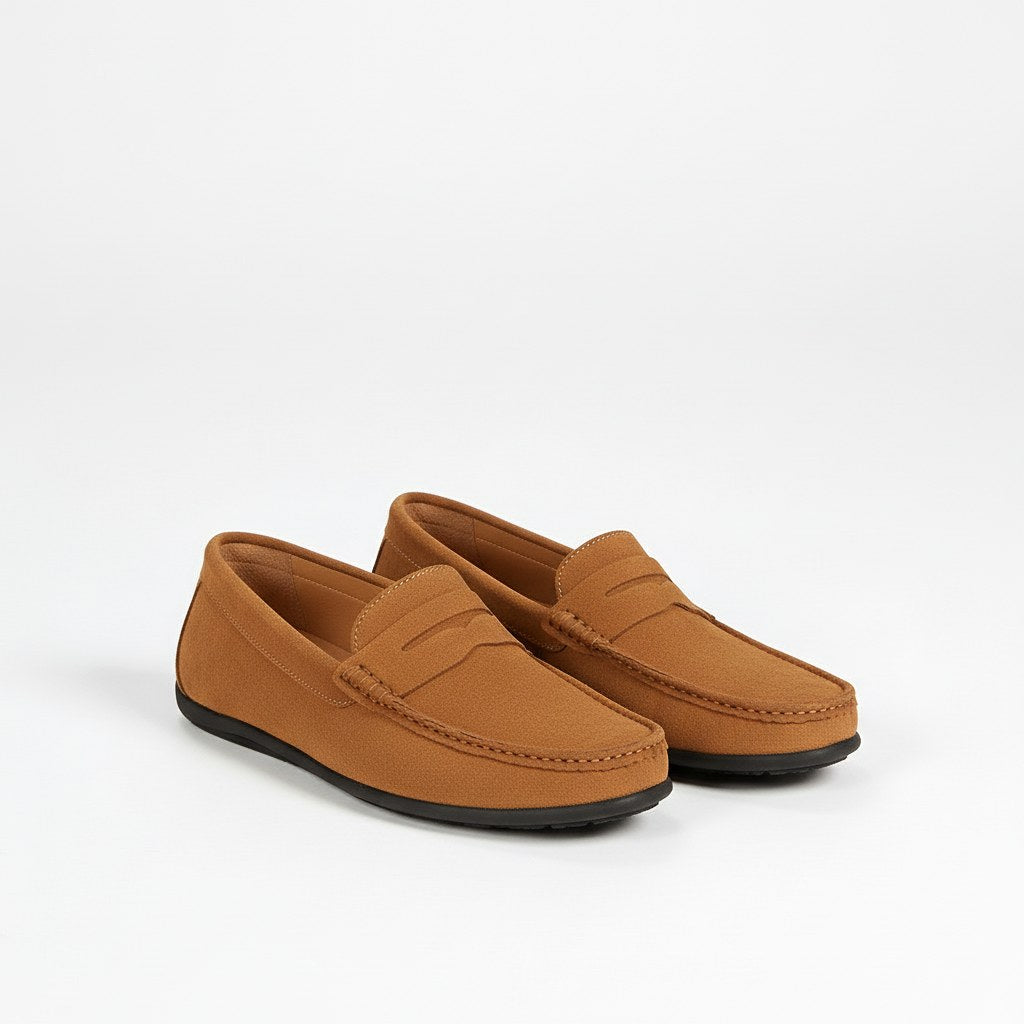 Alfie | Men's Suede-Effect Slip-On Loafers, Flexible Sole Loafers | Bella Blue