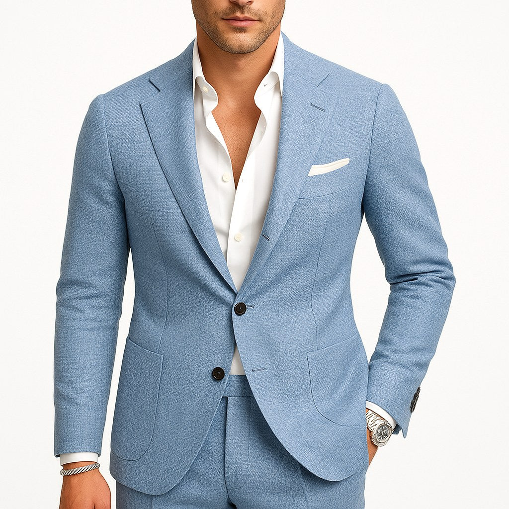 Alfie | Men's Tailored Two-Piece Suit, Jacket and Trousers | Bella Blue | Beige