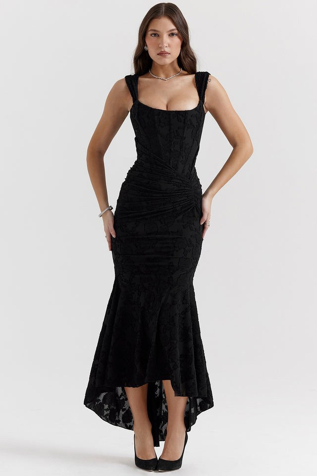 Alicja | Women's Lace Evening Dress with Fitted Silhouette, Elegant Evening Dress | Bella Blue