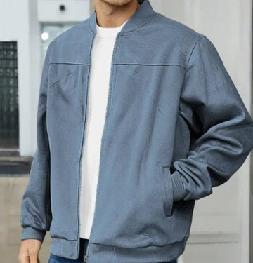 Alistair | Men's Bomber Jacket with Clean Lines, Modern Classic Bomber Jacket | Bella Blue