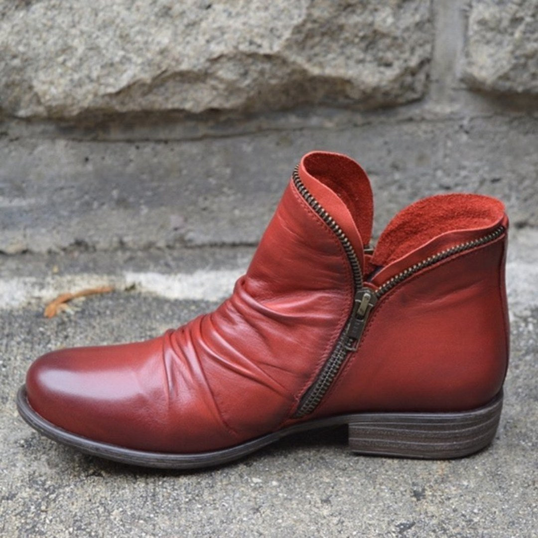 Amelia | Women's Orthopedic Ankle Boots, Gel-Sole Supportive Boots | Bella Blue | Red