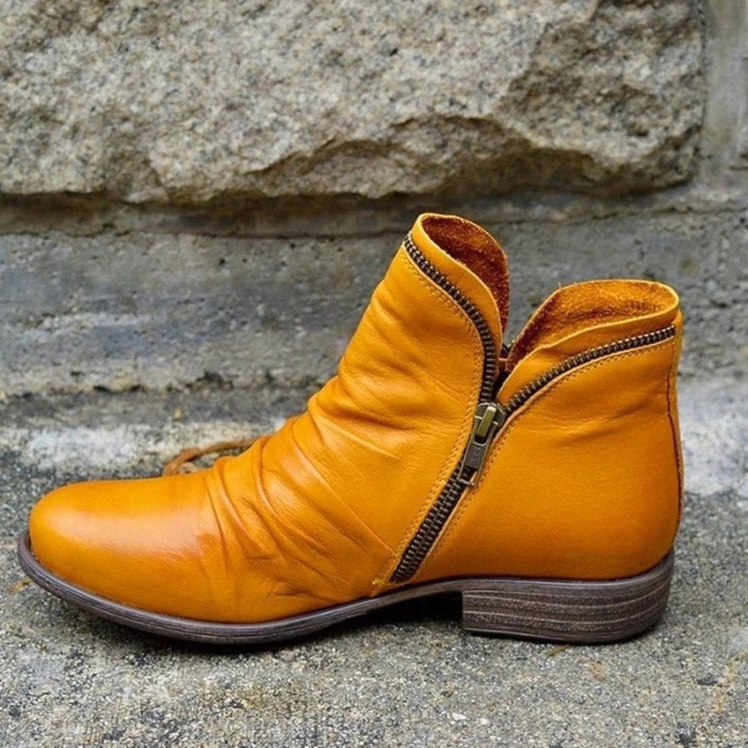 Amelia | Women's Orthopedic Ankle Boots, Gel-Sole Supportive Boots | Bella Blue | Yellow