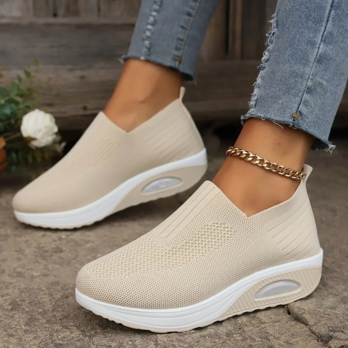 Amelie | Women's Cushioned Slip-On Shoes, Orthopaedic Comfort Shoes | Bella Blue | Black